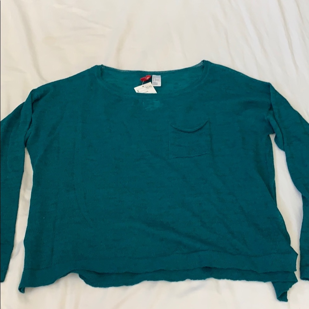 teal light material sweater
